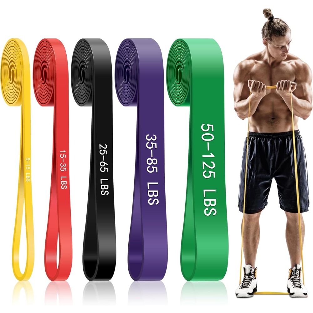 Pull Up Assist Band - プルアップアシスタンスバンド、5段階の抵抗バンド（トレーニング用）、プルアップバンド（男女兼用）、全身エクササイズバンド