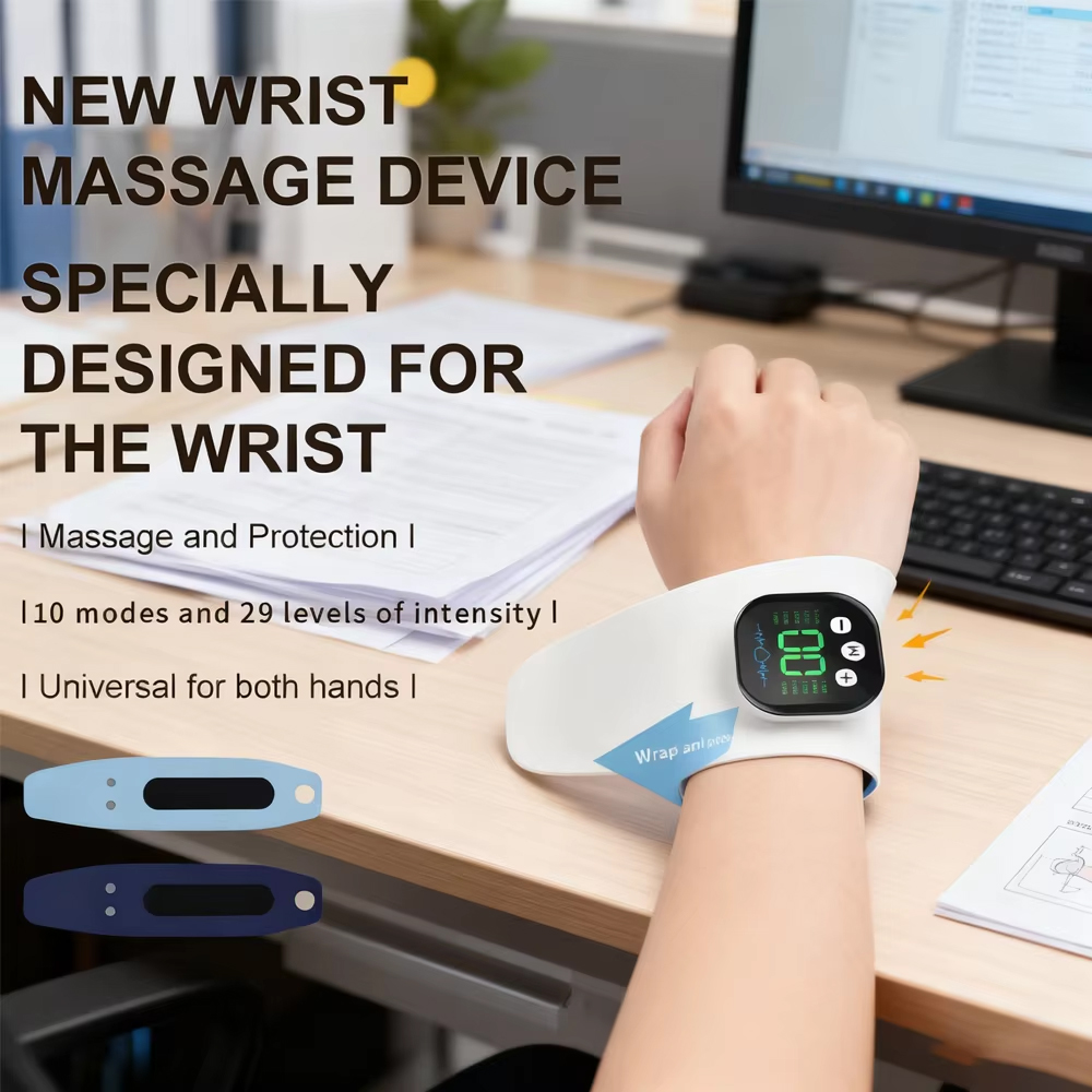 Wrist Wrap Support - EMS 電気ハンドリストマッサージャー 10 モード振動マッサージ 29 レベルマッサージ手充電式リストブレースプロテクターラップ