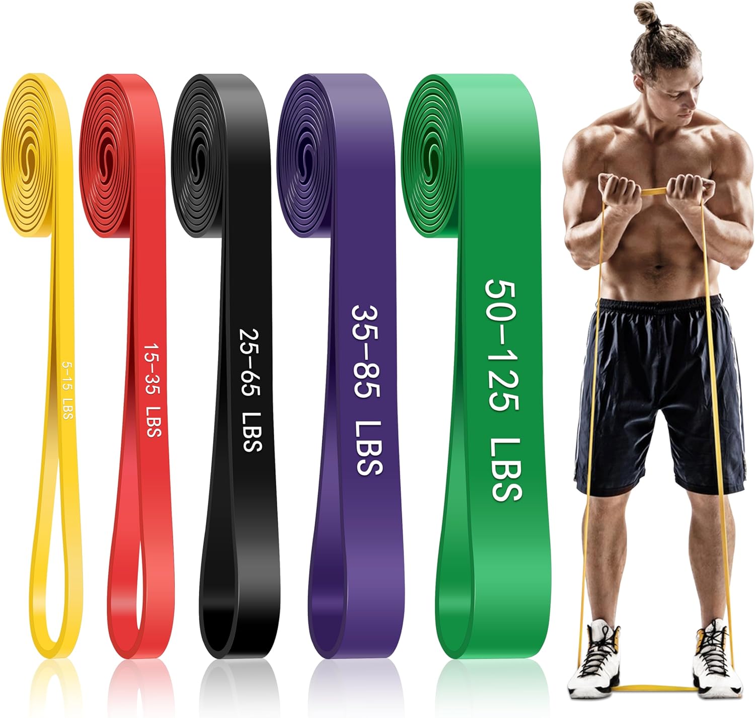 Pull Up Assist Band - 懸垂補助バンド、5段階の抵抗バンド、男性と女性のための懸垂バンド、全身用エクササイズバンド