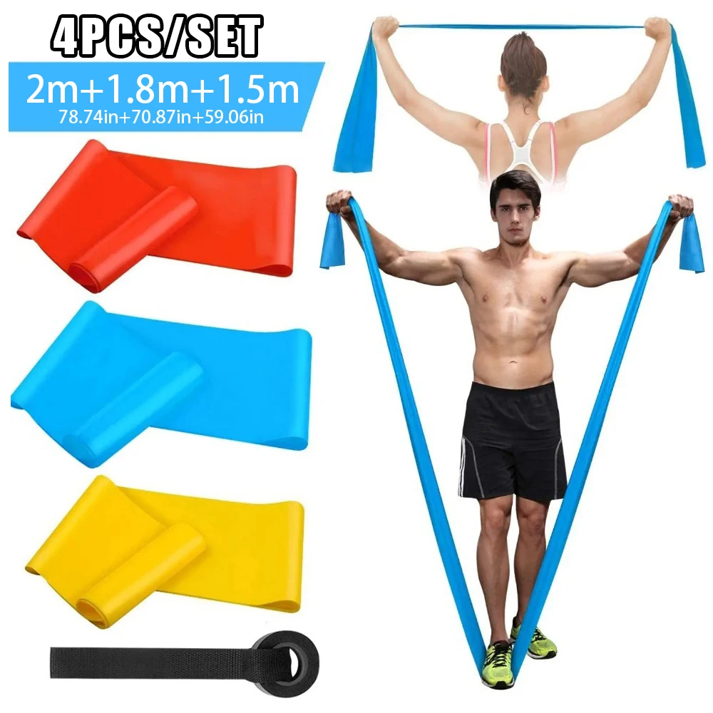 Crossfit Training Gear - 4 ピース/セット弾性フィットネスバンド抵抗バンドテープヨガピラティスクロスフィットストレッチ筋肉ワークアウト機器