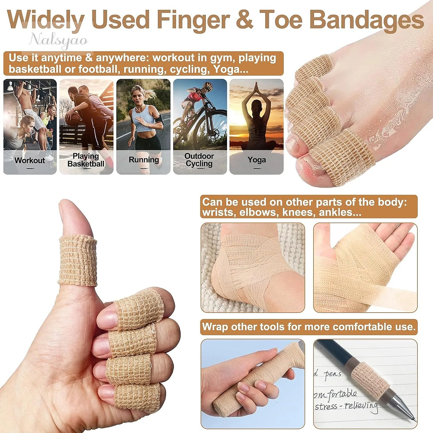 親指包帯ラップ 伸縮性のある自己粘着性のつま先テープ 痛みの - Wrist Wrap Support のレビューと価格