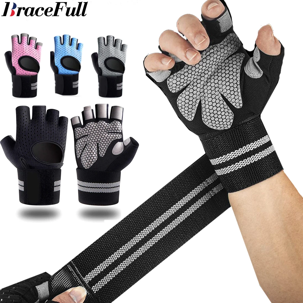 1 ペアハーフフィンガージムフィットネスグローブリストラップ - Wrist Wrap Support のレビューと価格